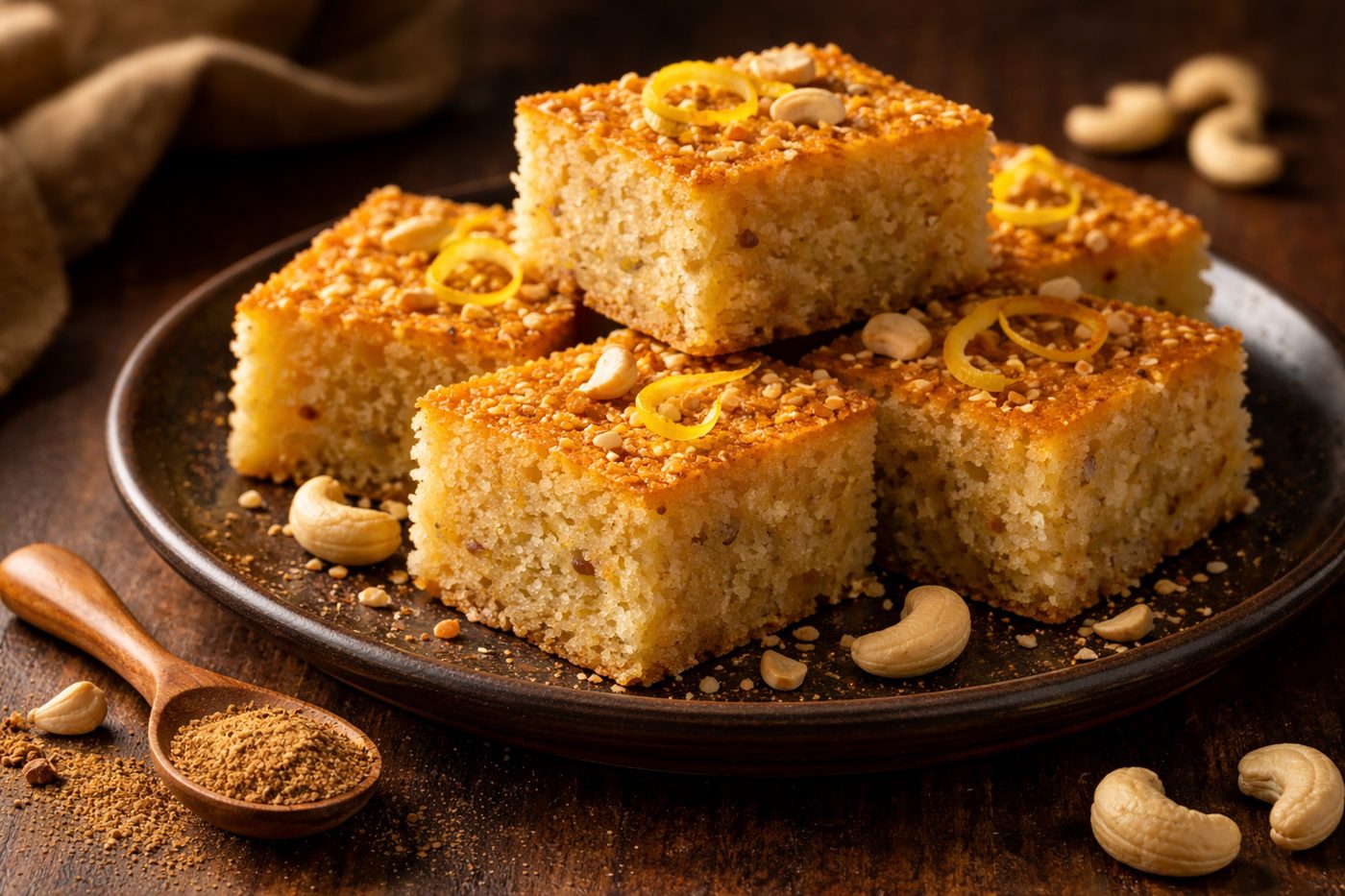 Gâteau de semoule au Chaï Masala, recette au thé
